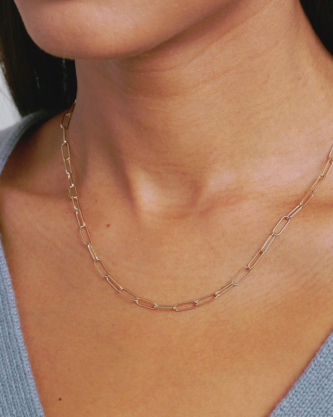 Woman wearing Parker Necklace || option::14k Solid Gold