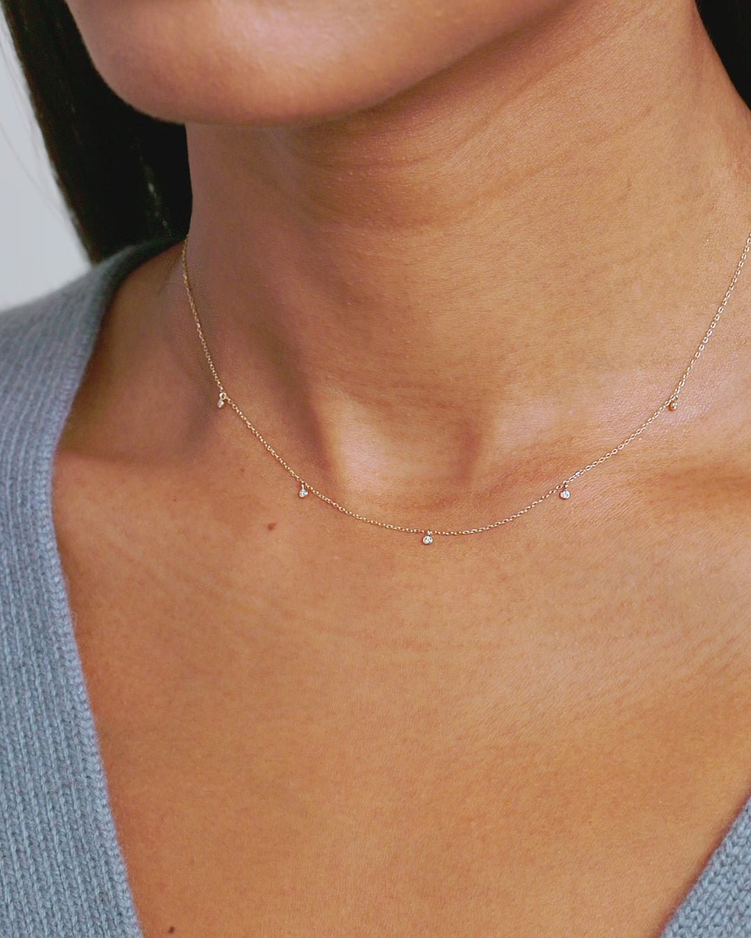 Classic Diamond Flutter Necklace || option::14k Solid Gold
