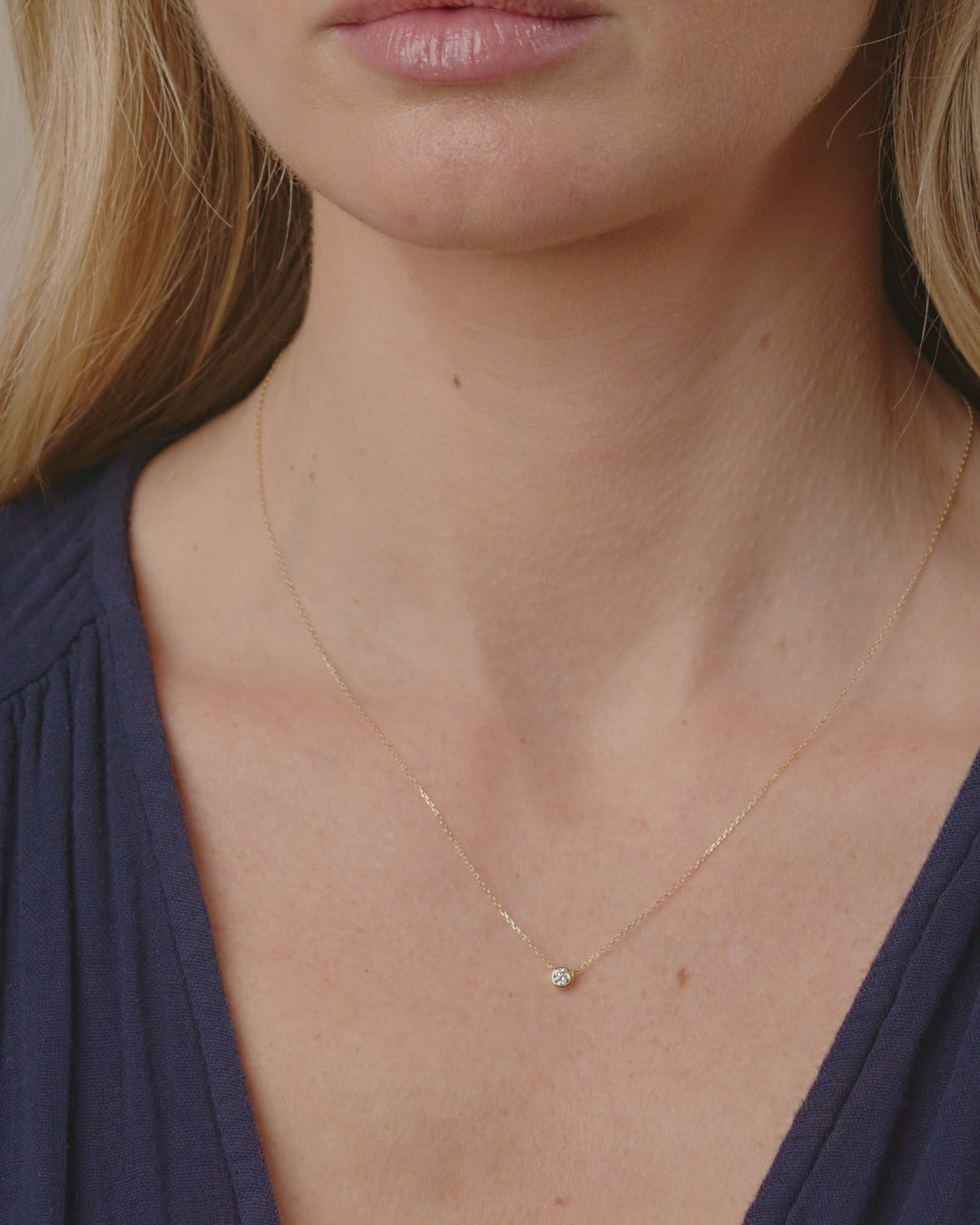 Bezel Set Diamond Slider Necklace - Chenevix Jewellery