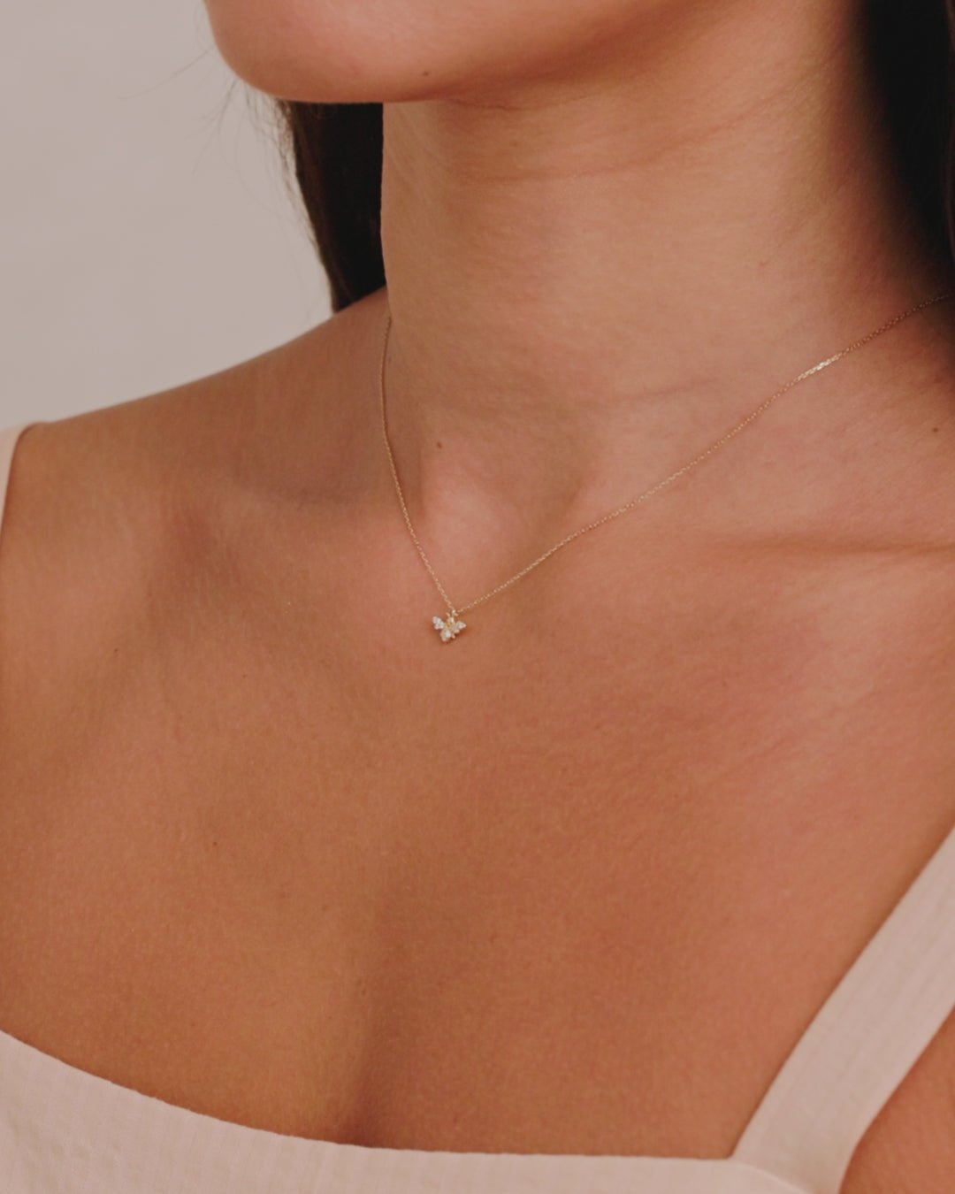 Diamond Bee Necklace || option::14k Solid Gold