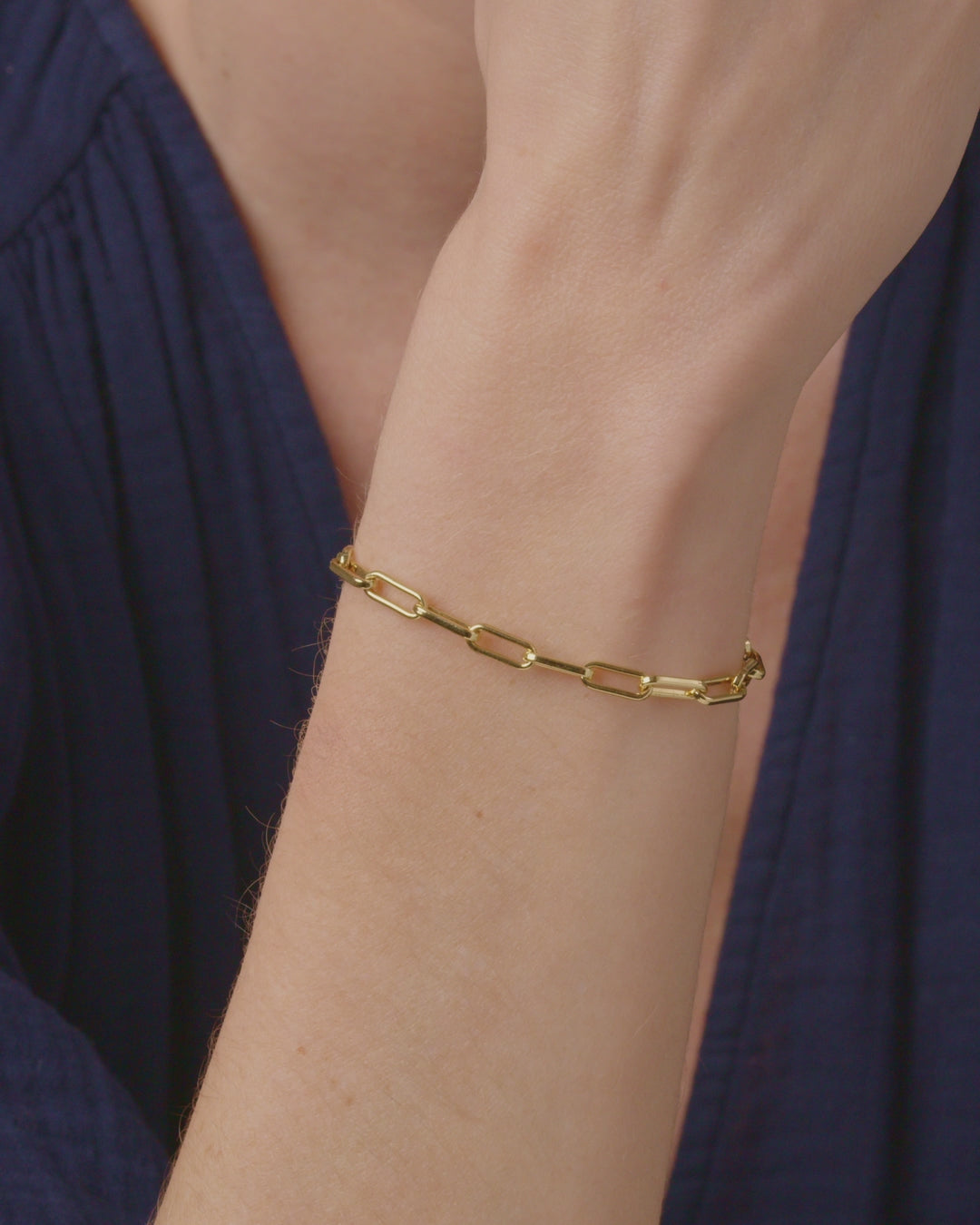 Thin 18K Gold Foundation Bracelet | Gold Square Link Bracelet | Cadar –  CADAR
