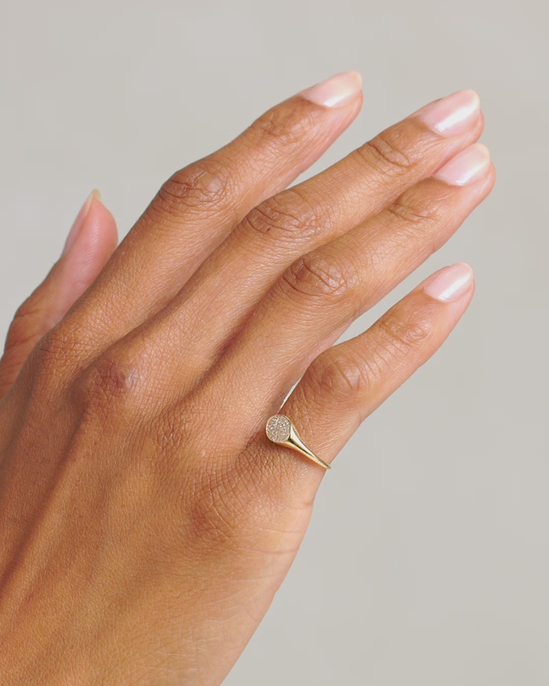 Oval Tiny Pinky Signet Ring for Women Custom Handwrite Initial Name Ring  Female Finger Ring