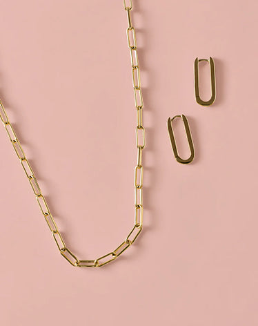 gold plated chain necklace and earrings