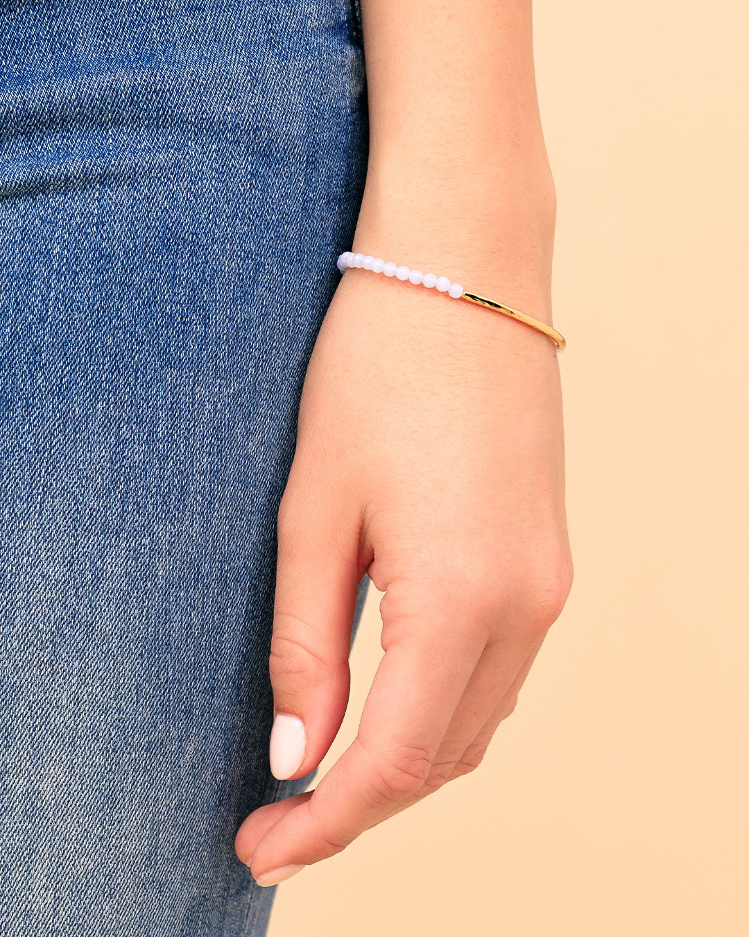 Power Gemstone Bracelet for Self-expression || option::Gold Plated, Blue Lace Agate