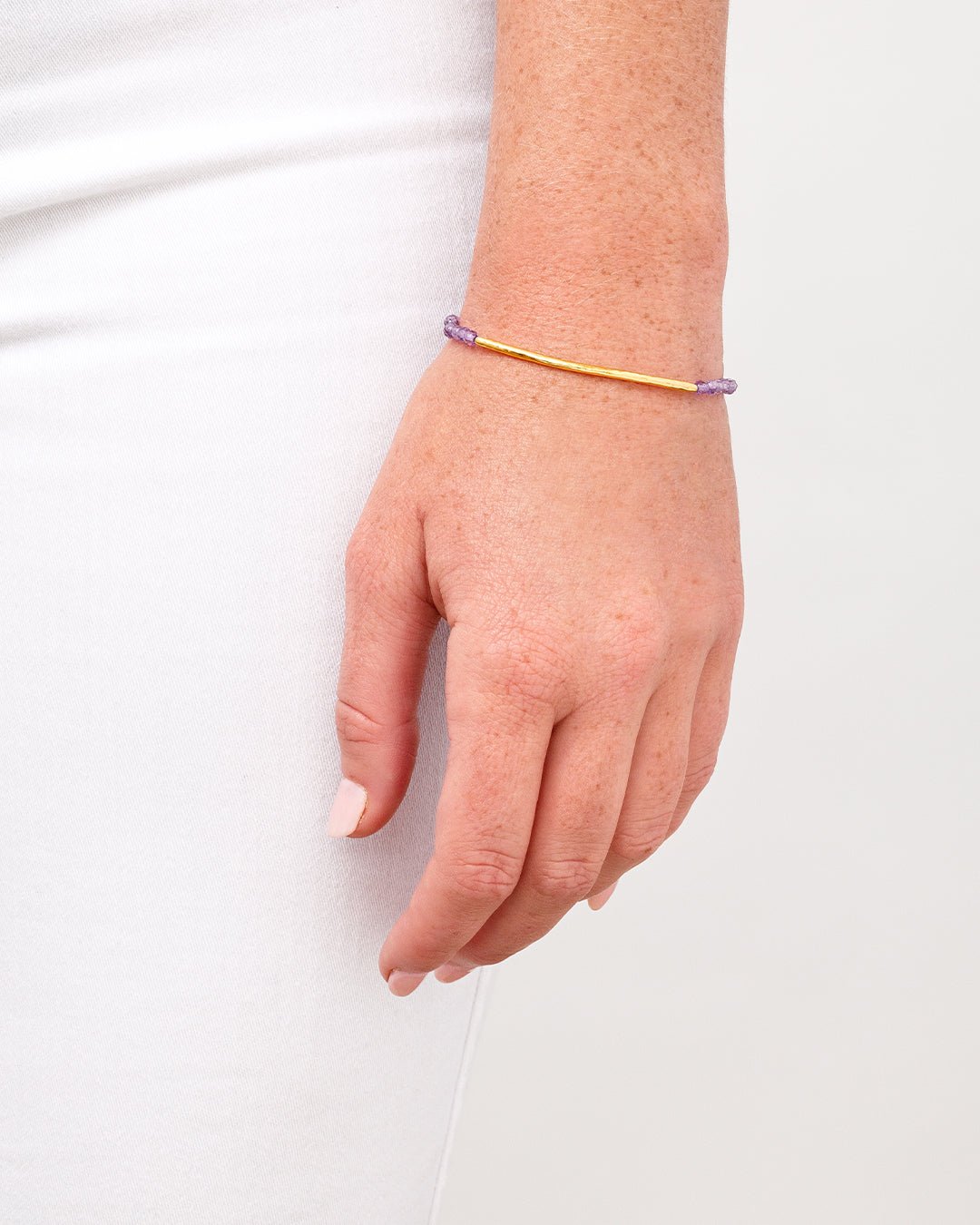 Power Gemstone Bracelet for Tranquility || option::Gold Plated, Amethyst