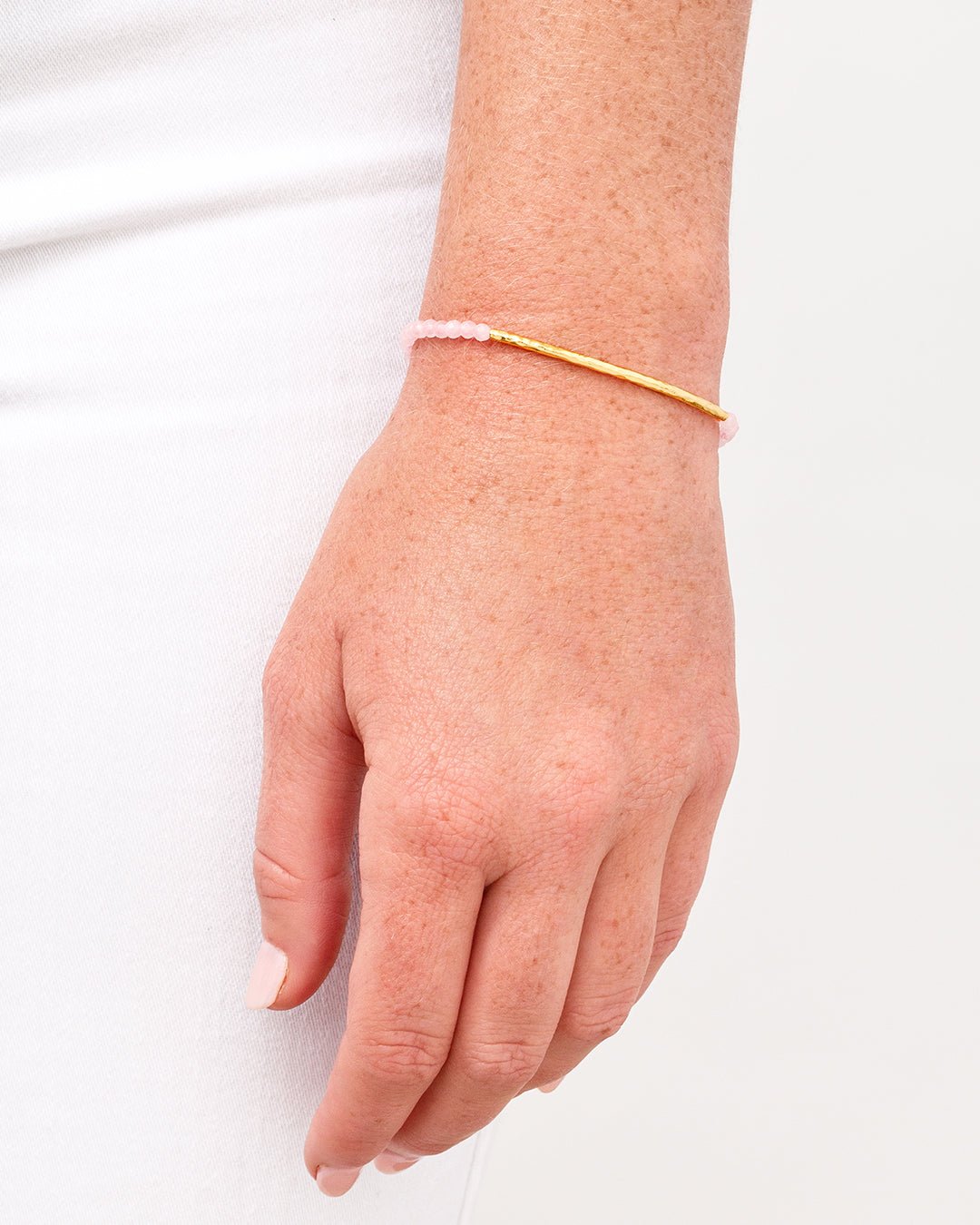 Power Gemstone Bracelet for Love || option::Gold Plated, Rose Quartz