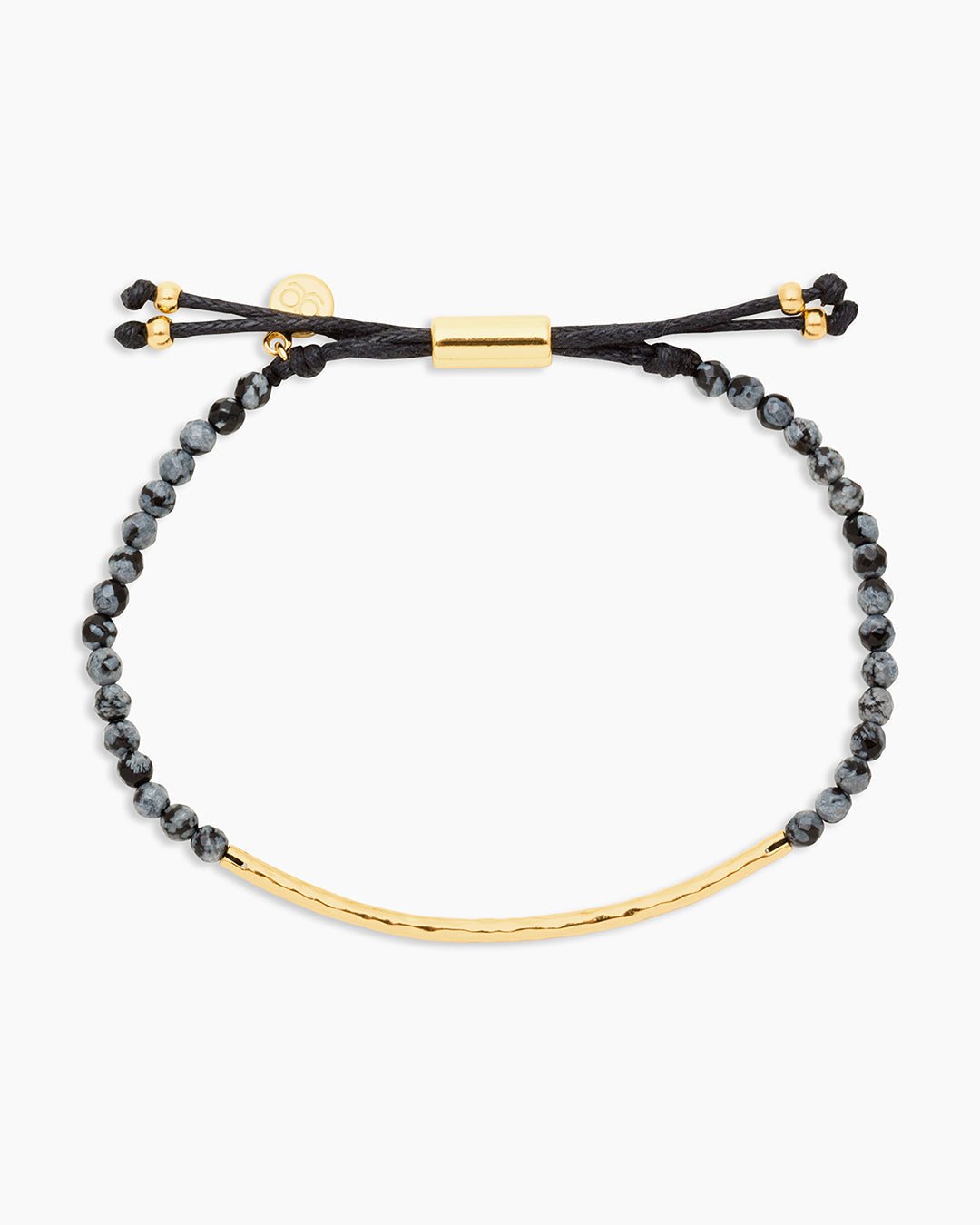 Power Gemstone Bracelet for Courage || option::Gold Plated, Snowflake Obsidian