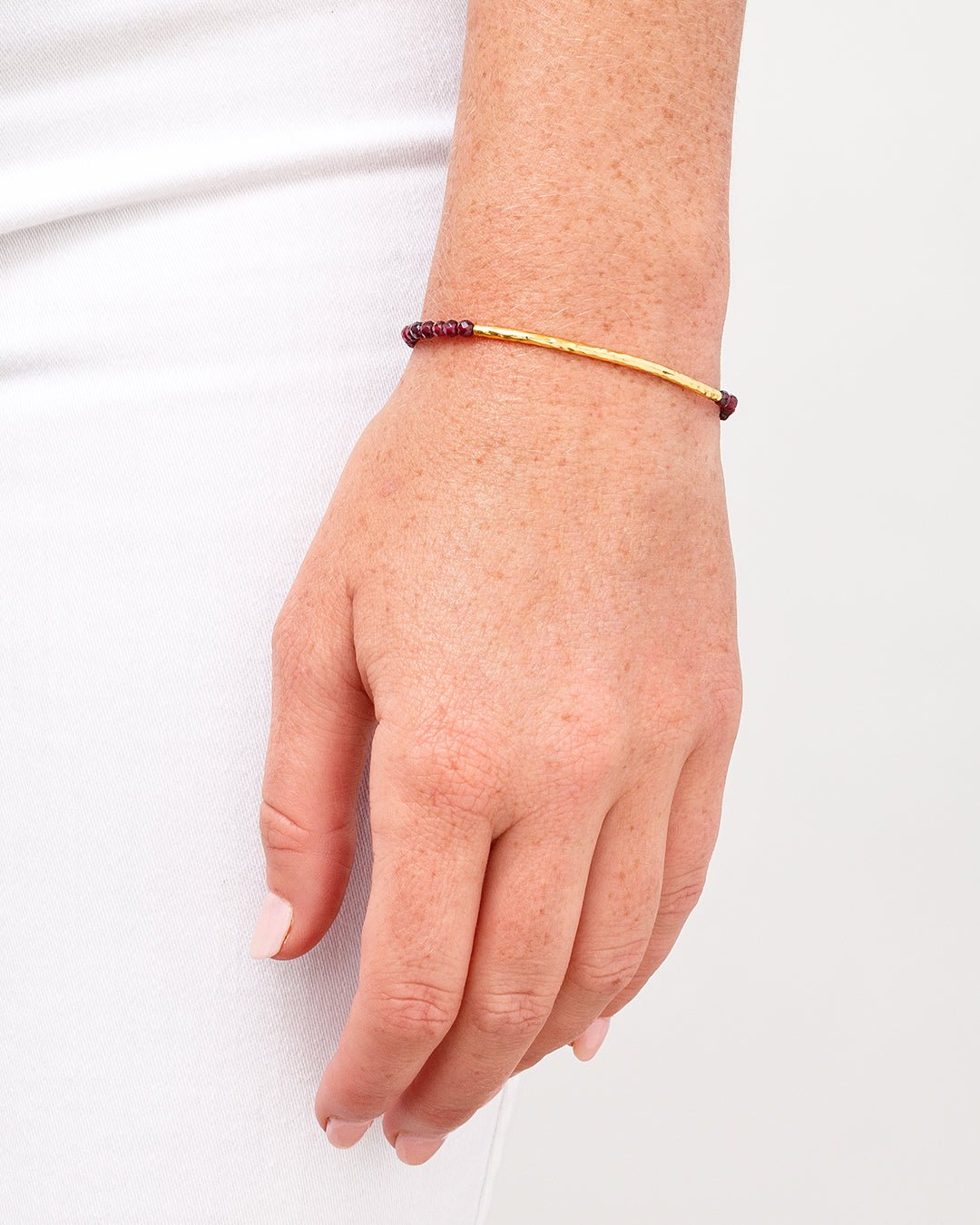 Power Gemstone Bracelet for Energy || option::Gold Plated, Garnet