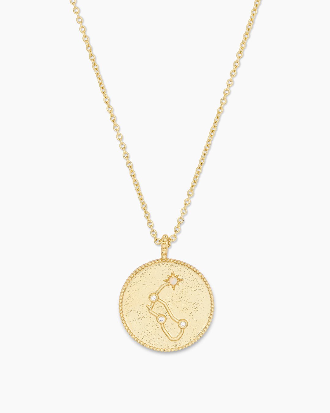  Astrology Coin Necklace (Aquarius) || option::Gold Plated, Aquarius