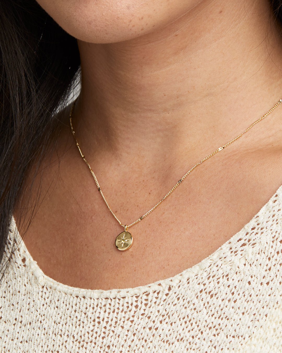 Power Birthstone Coin Necklace August || option::Gold Plated, Peridot