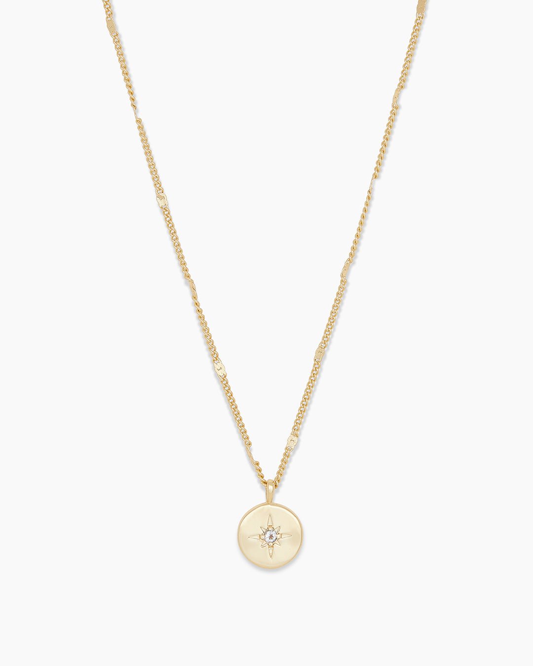 Power Birthstone Coin Necklace March || option::Gold Plated, Aquamarine