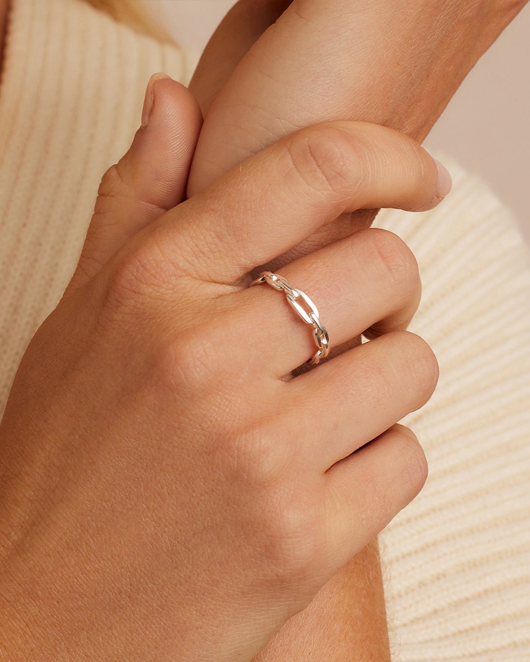 Parker Link Ring, Gold Plated link ring, chain link ring || option::Silver Plated