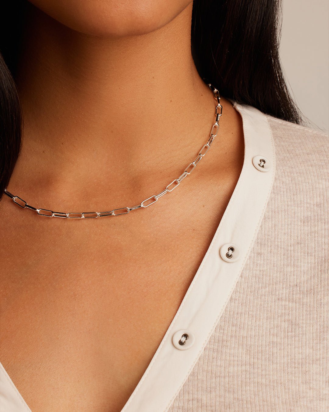 Parker Necklace Paperclip Necklace || option::Silver Plated