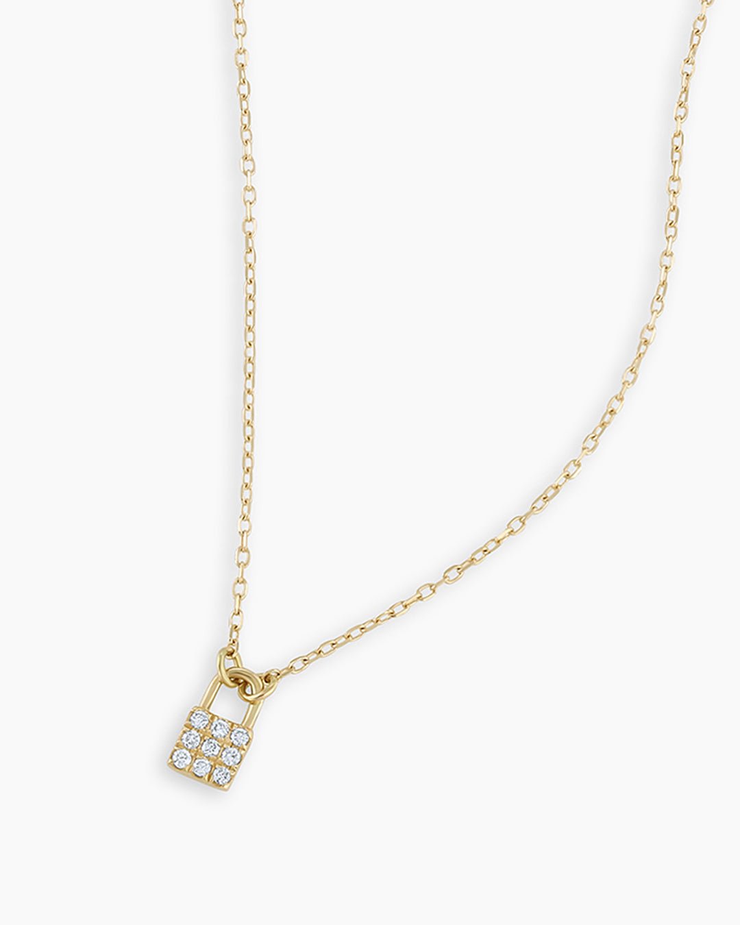 14K Gold Diamond Lock Necklace