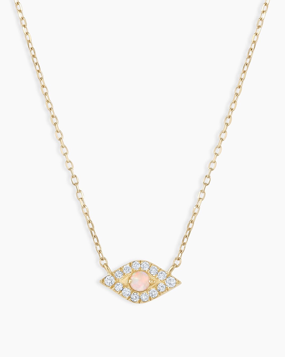 DiamondEvil Eye Necklace || option::14k Solid Gold