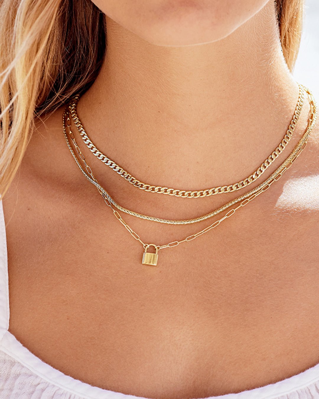 Kara Padlock Charm Necklace || option::Gold Plated