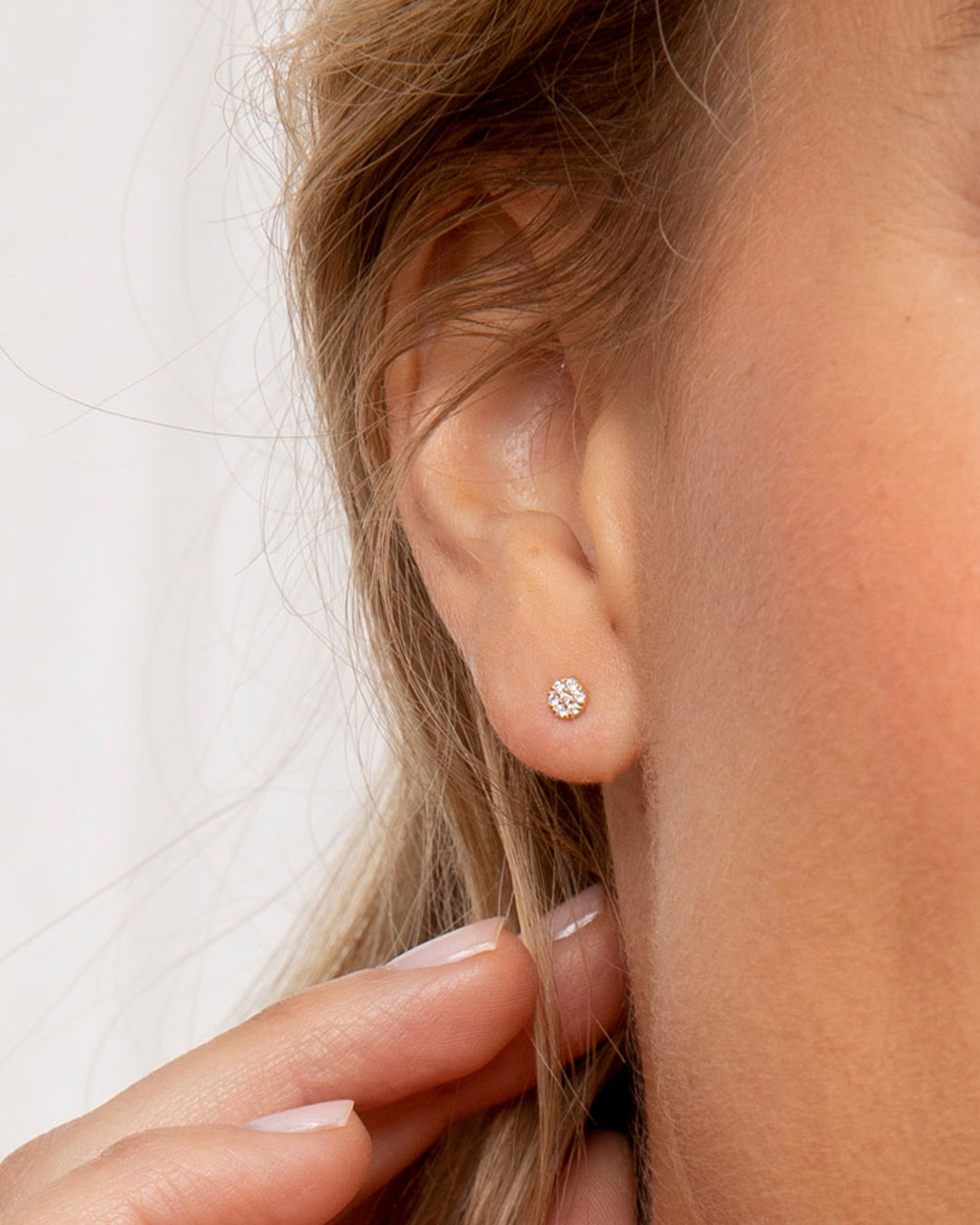 Diamond Pave Studs || option::14k Solid Gold