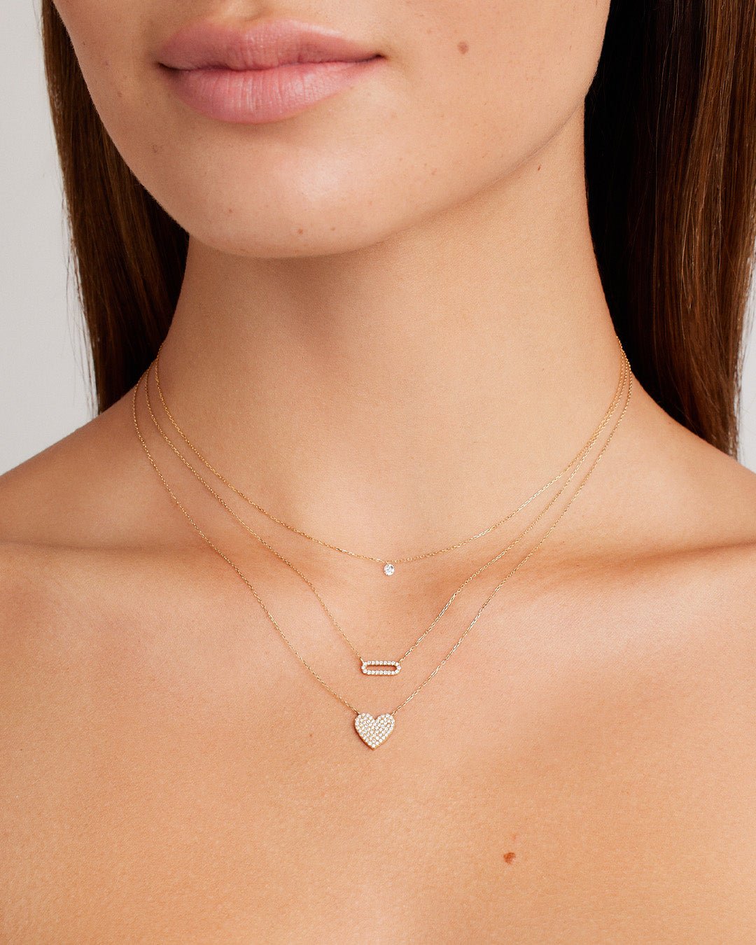 Floating Diamond Necklace || option::18k Solid Gold  || set::floating-diamond-necklace-stl