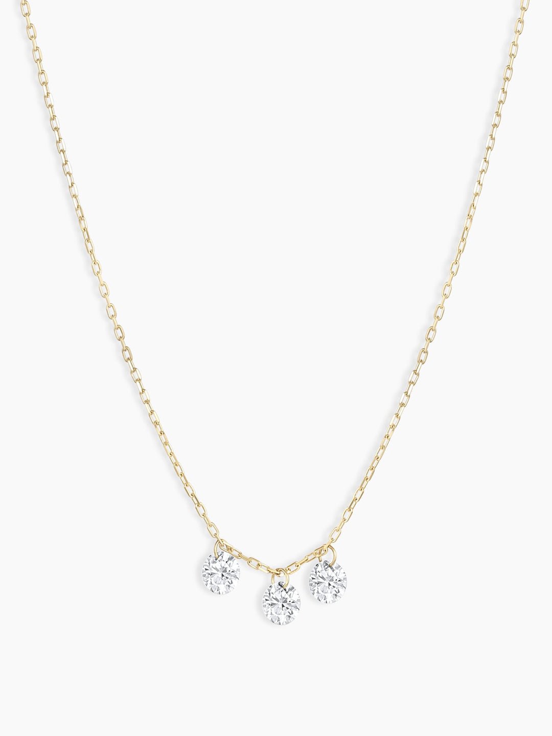 TrioFloating Diamond Necklace || option::18k Solid Gold