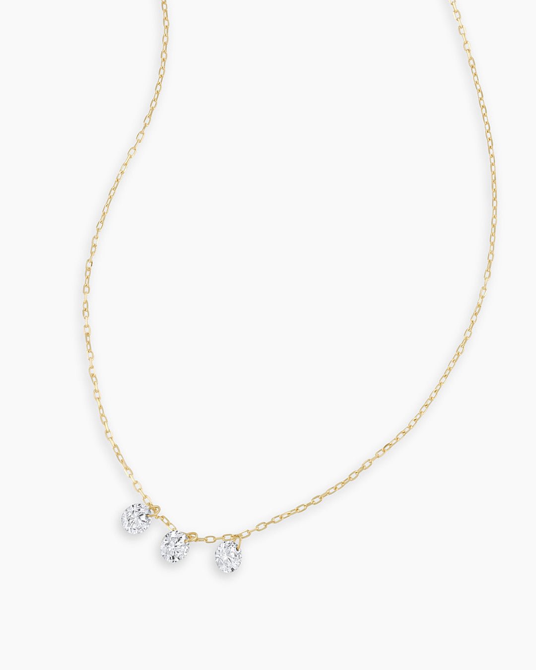 TrioFloating Diamond Necklace || option::18k Solid Gold