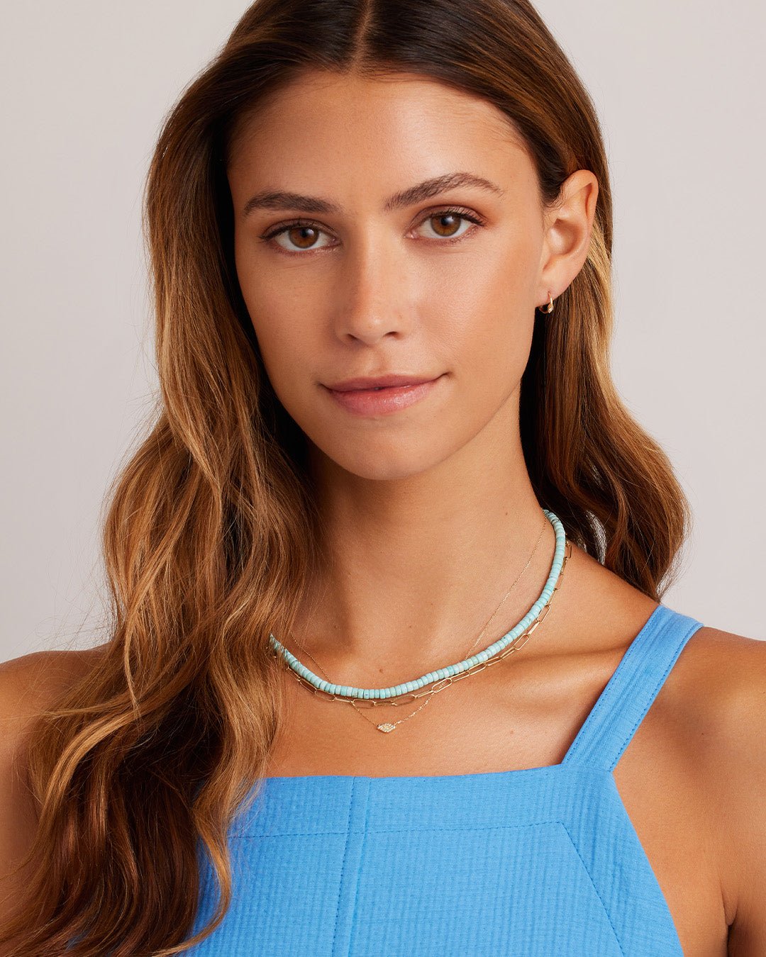 Parker Gem Necklace Turquoise  || option::Gold Plated || set::parker-gem-necklace-turquoise-stl