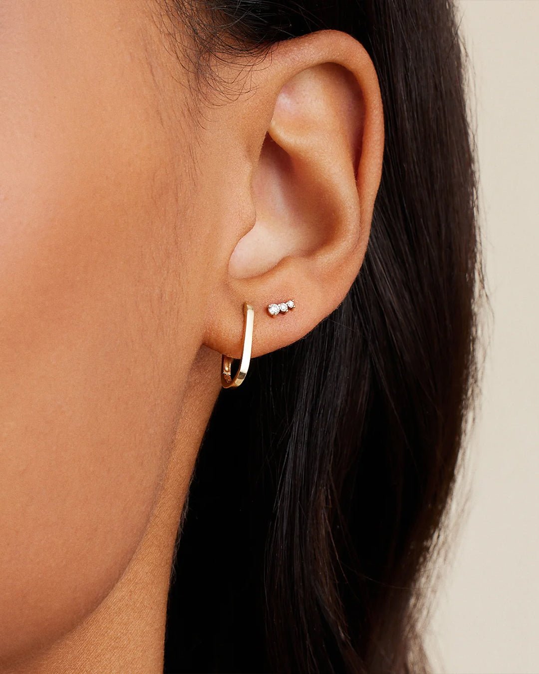 Diamond Cluster StudsDiamond trio studsDiamond earrings || option::14k Solid Gold