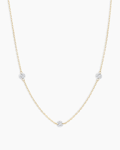 Floating Diamond Stationary Trio Necklace