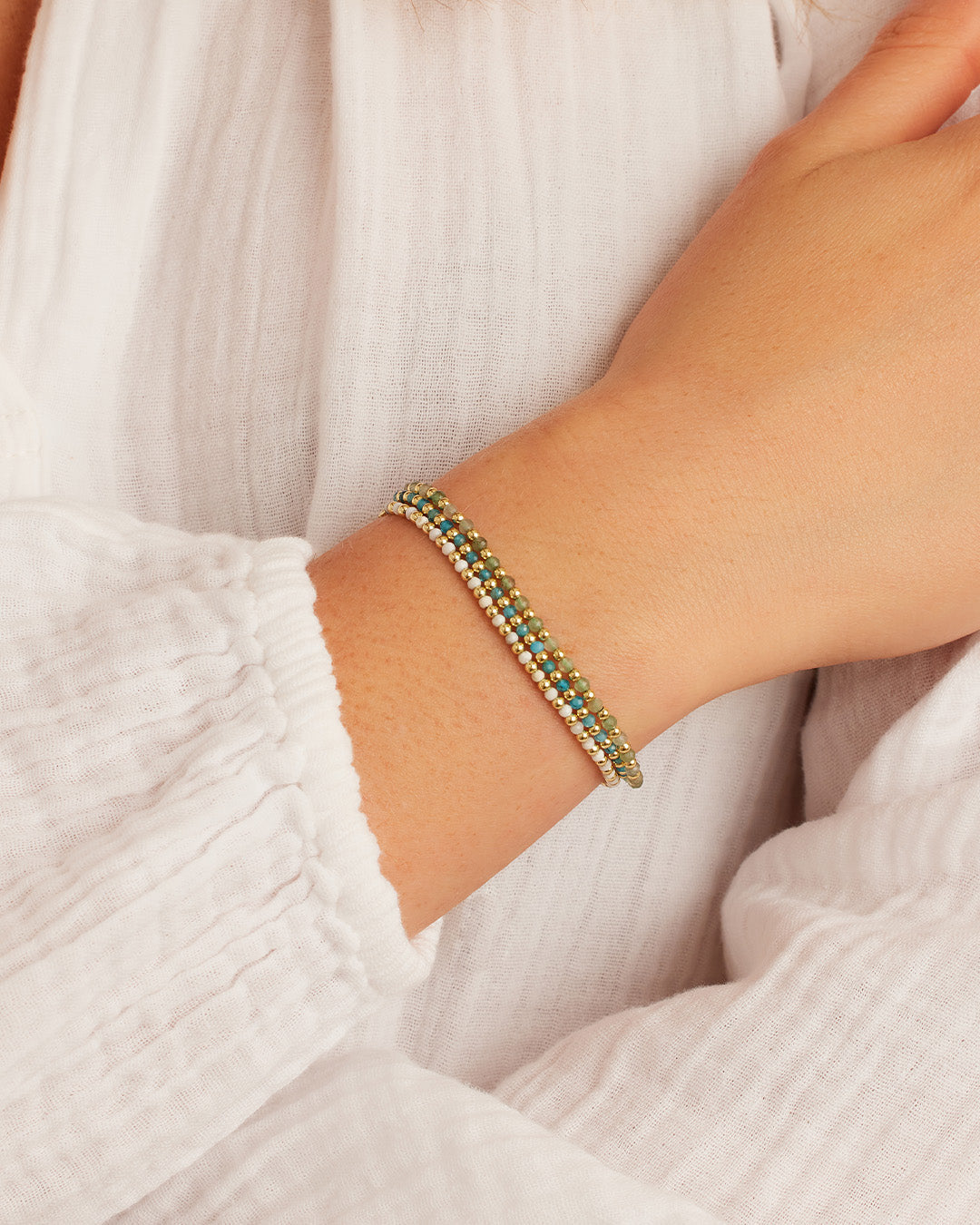 Power Gemstone Brooks Bracelet for Wisdom || option::18k Gold Plated, Labradorite