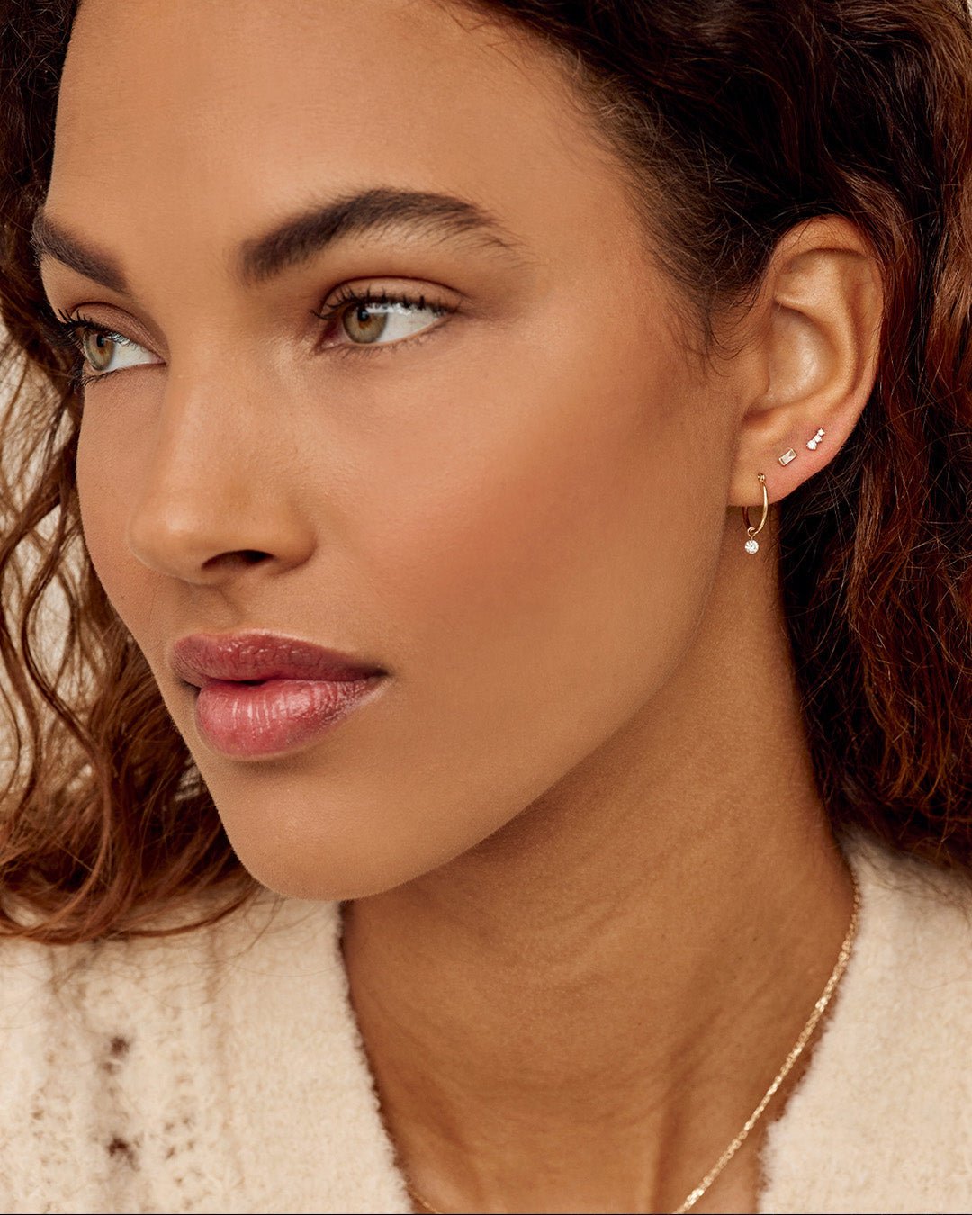 Diamond Morgan StudsDiamond baguette earrings || option::14k Solid Gold