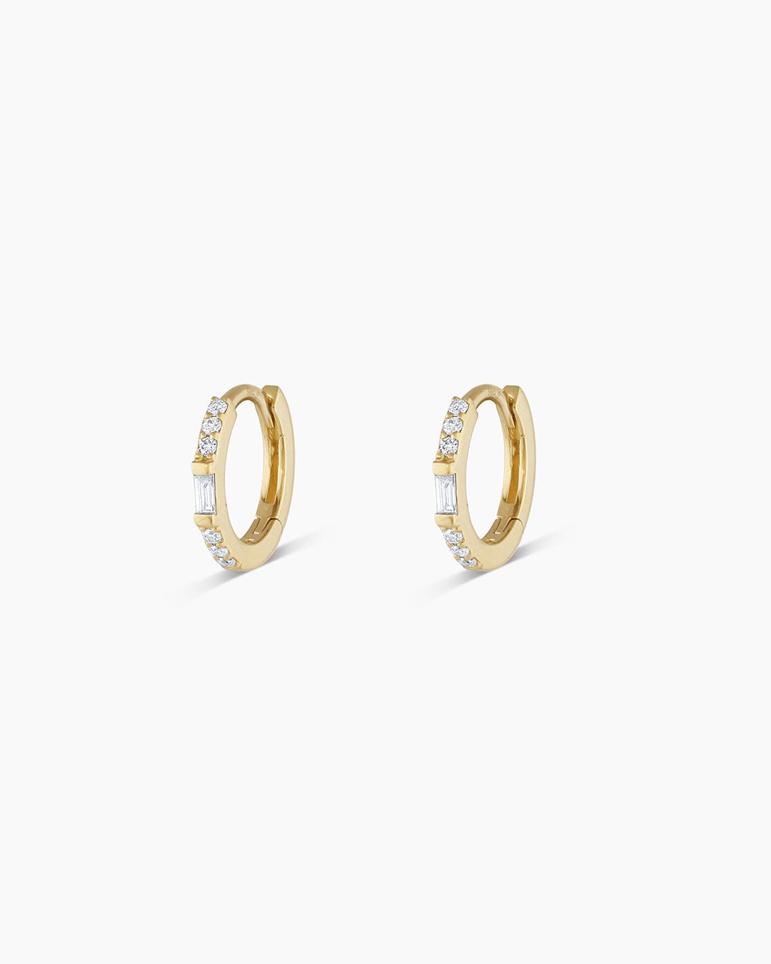 Diamond Morgan HuggiesDiamond hoop earrings || option::14k Solid Gold