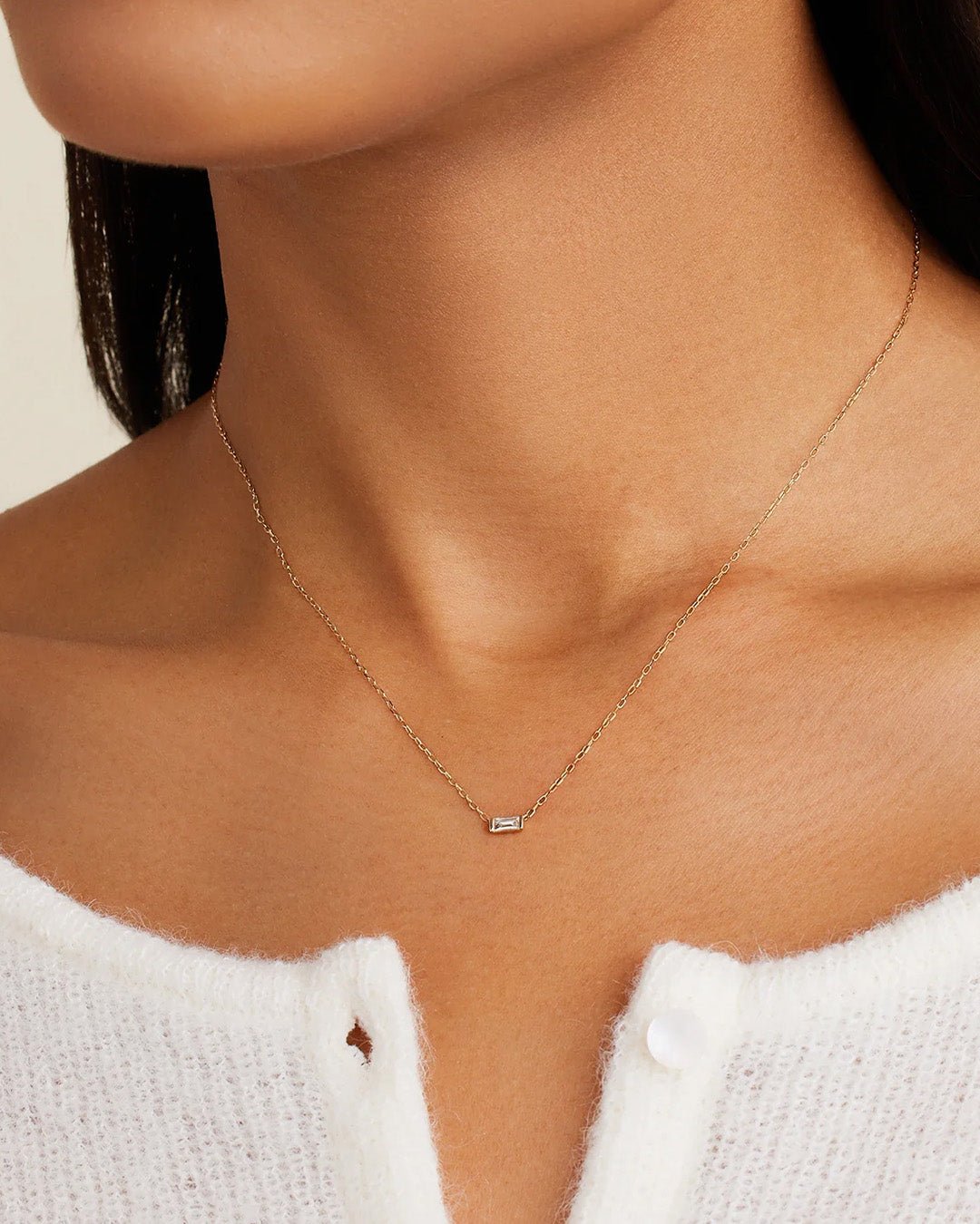 Diamond Morgan NecklaceDiamond baguette necklace || option::14k Solid Gold