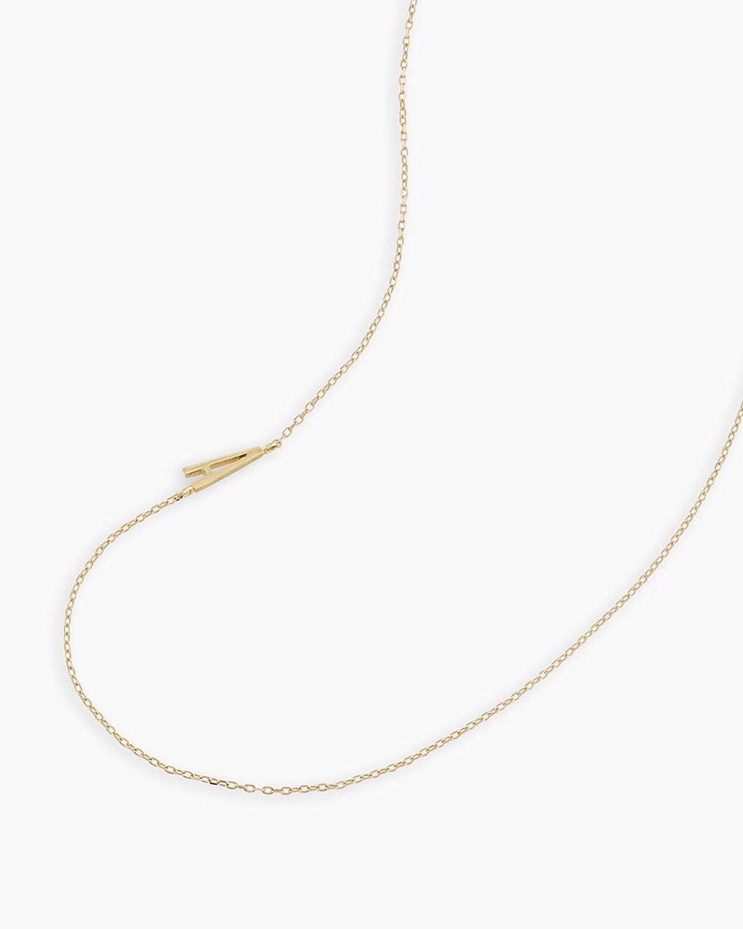 Alphabet Necklace  || option::14k Solid Gold, A