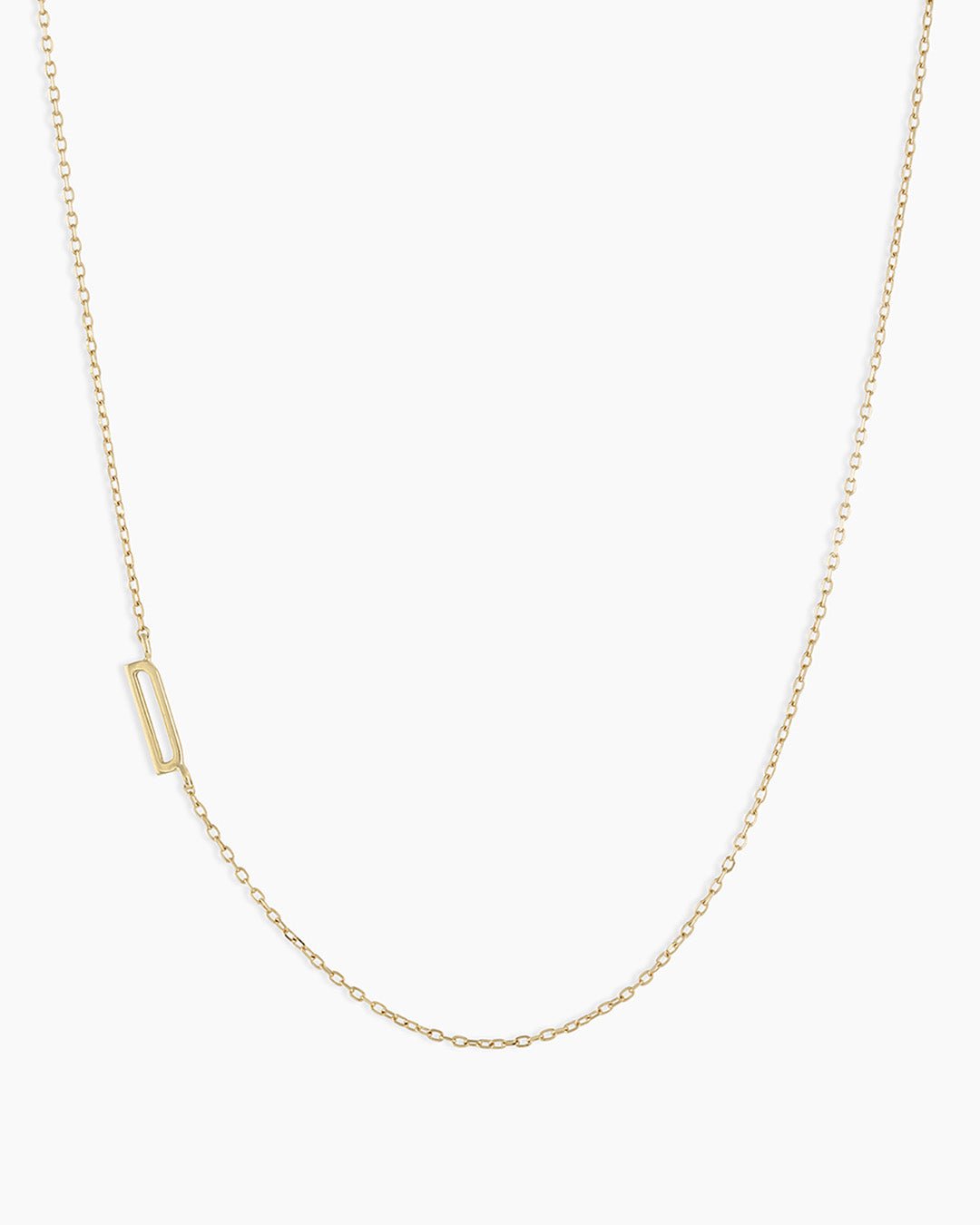 Woman wearing  Alphabet Necklace || option::14k Solid Gold, D