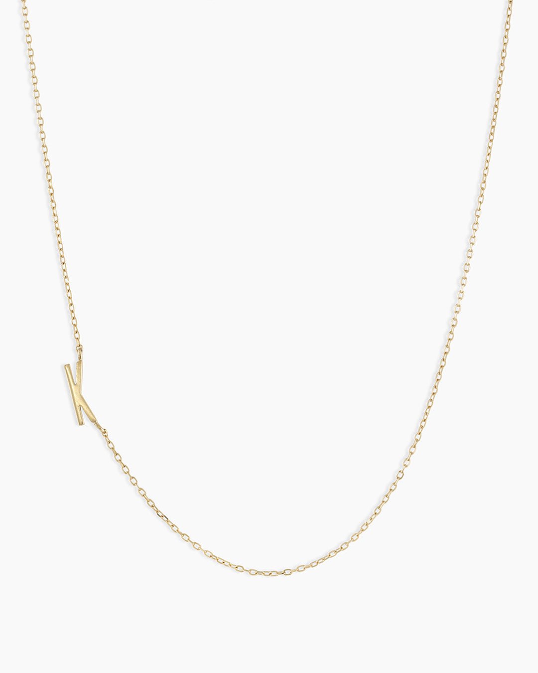 Woman wearing  Alphabet Necklace || option::14k Solid Gold, K