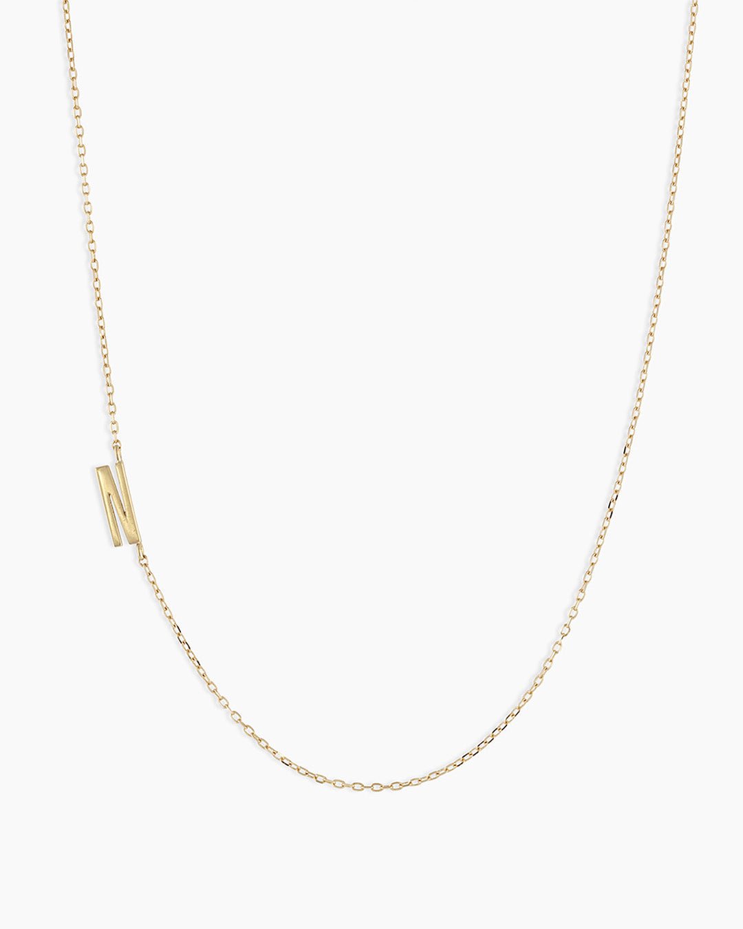 Alphabet Necklace  || option::14k Solid Gold, N