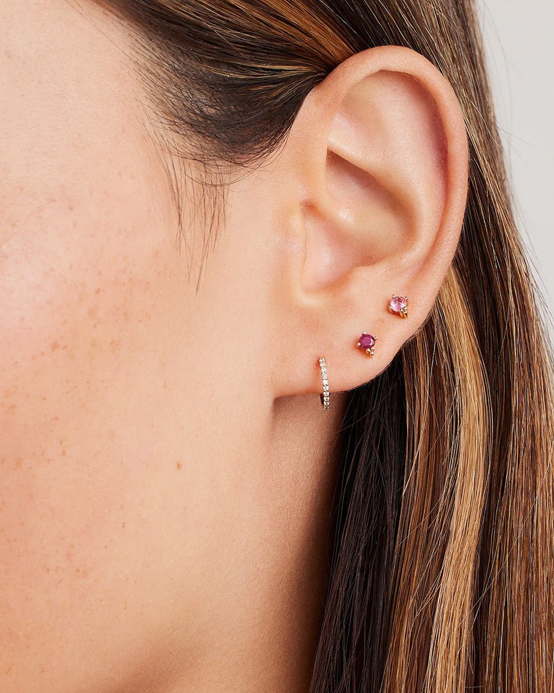 14k gold | gorjana jewelry | Ruby Trinity Stud | Red stud earring | July birthstone