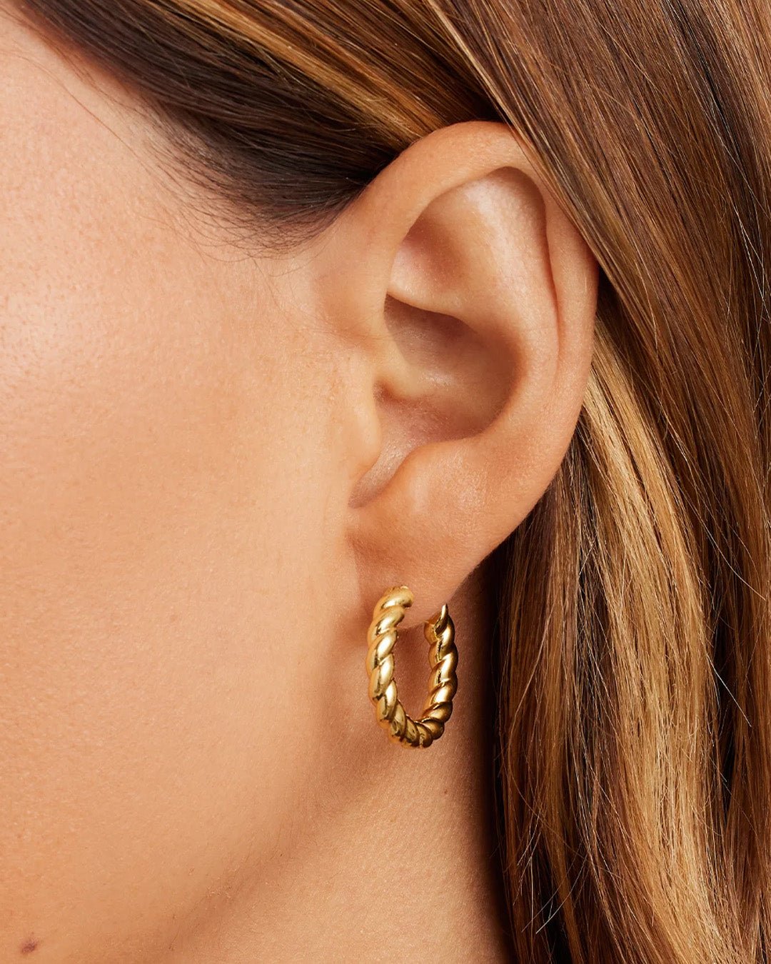 Crew Hoops Twisted Gold Plated hoops || option::Gold Plated