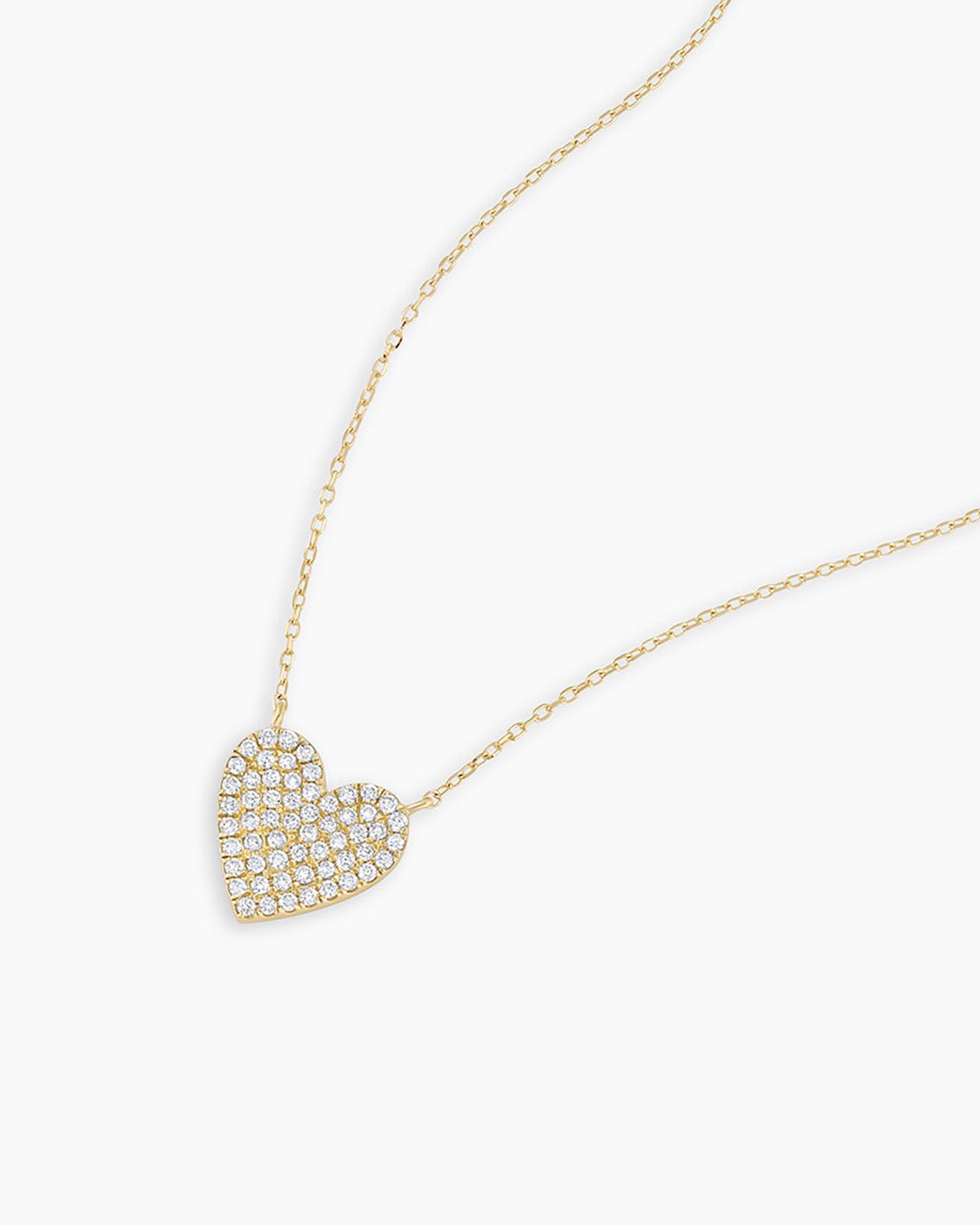 Diamond Pave Heart Necklace || option::14k Solid Gold