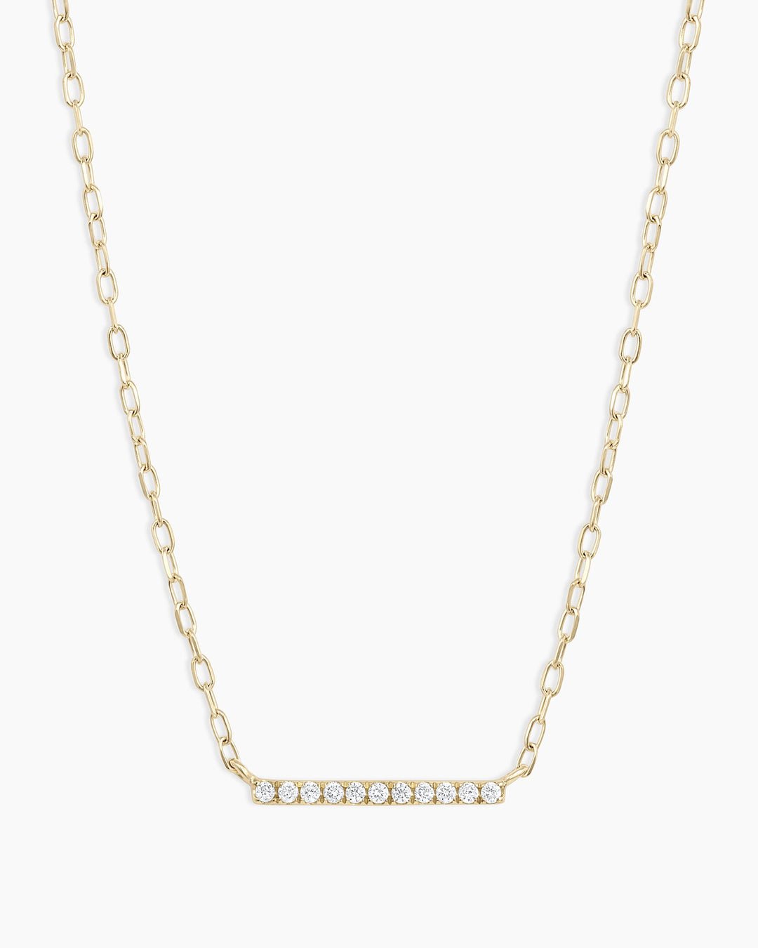 Diamond Bar Necklace  || option::14k Solid Gold