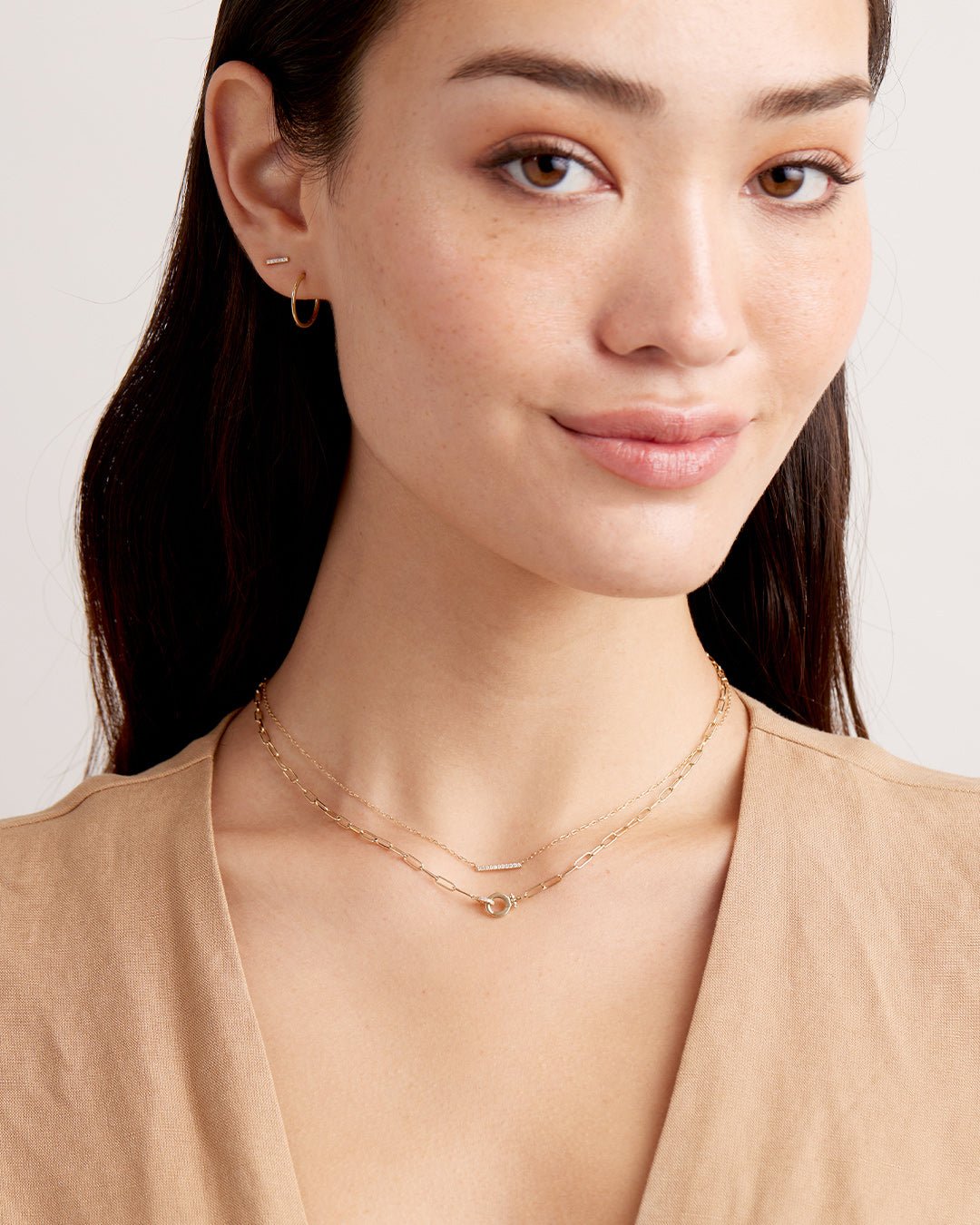 Diamond Bar Necklace  || option::14k Solid Gold || set::diamond-bar-necklace-stl