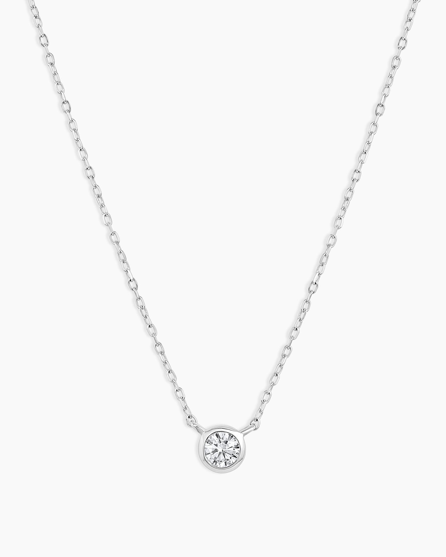 Classic  Diamond Necklace || option::14k Solid White Gold