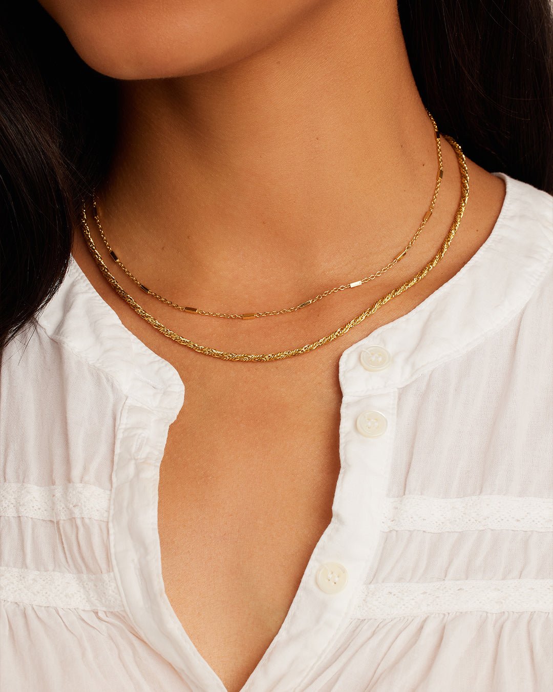 Tatum Necklace Textured chain necklace || option::Gold Plated || set::tatum-necklace-stl