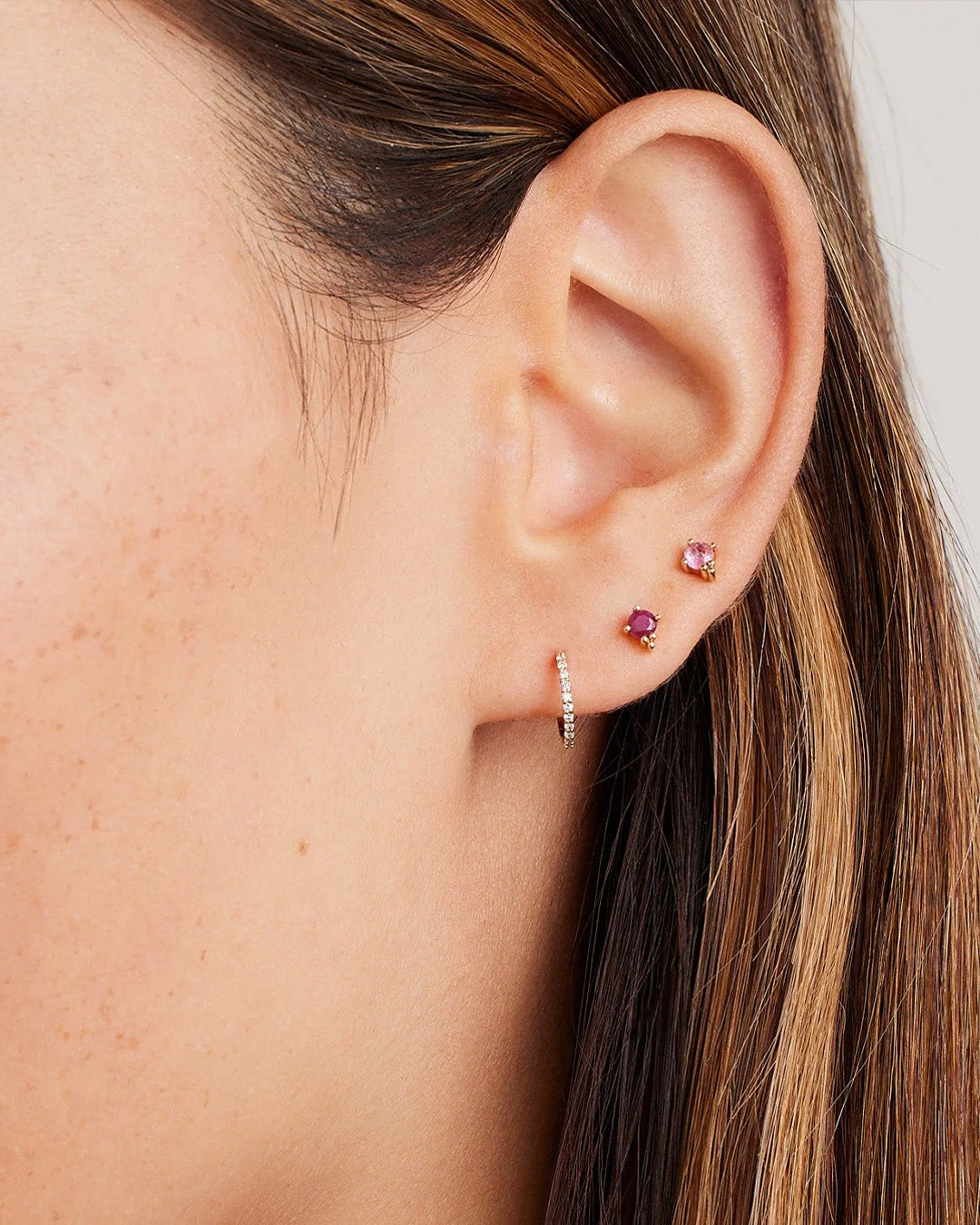 Diamond Pave 11 mm Huggie || option::14k Solid Gold, 11mm