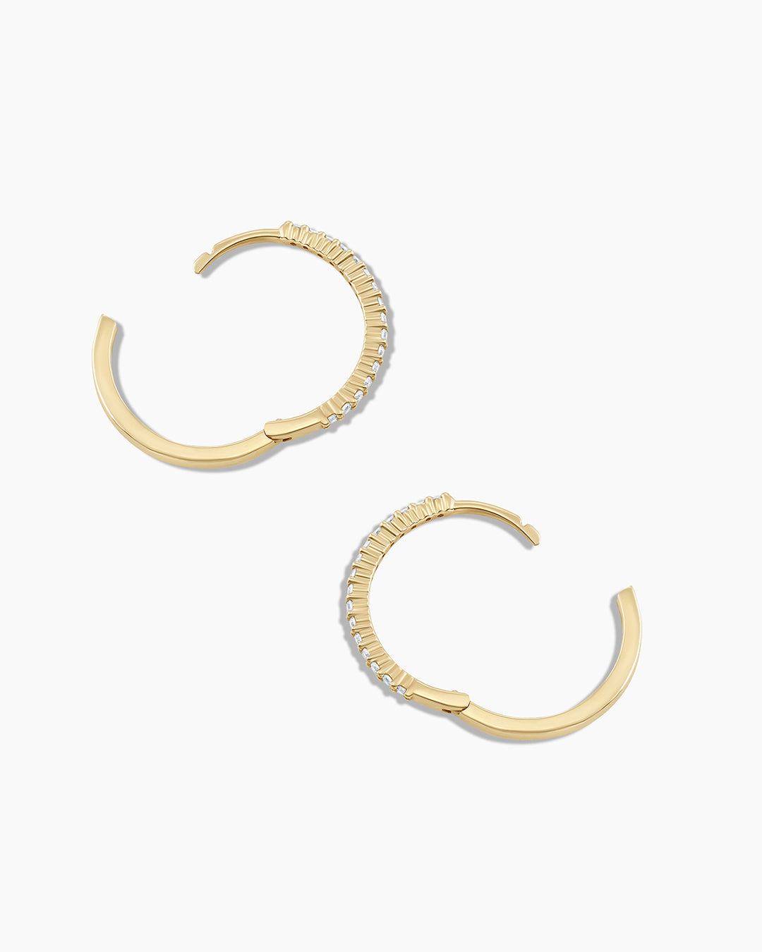 Diamond Pave 15 mm Huggie || option::14k Solid Gold, 15mm