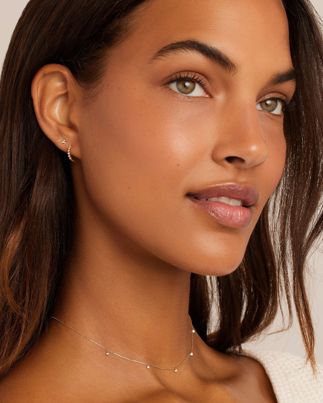 Classic Diamond Huggies || option::14k Solid Gold