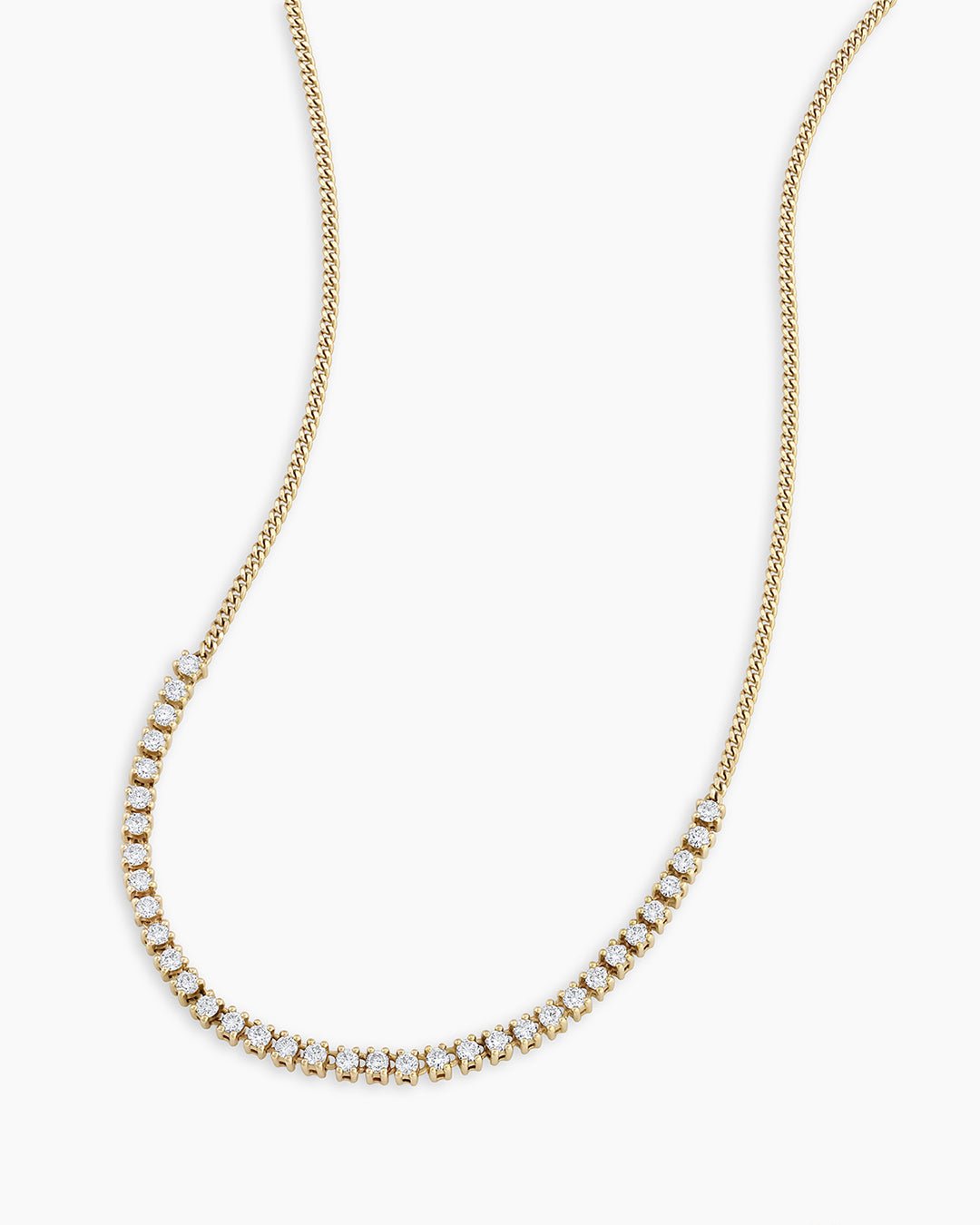 Diamond Row Melbourne Tennis Necklace || option::14k Solid Gold