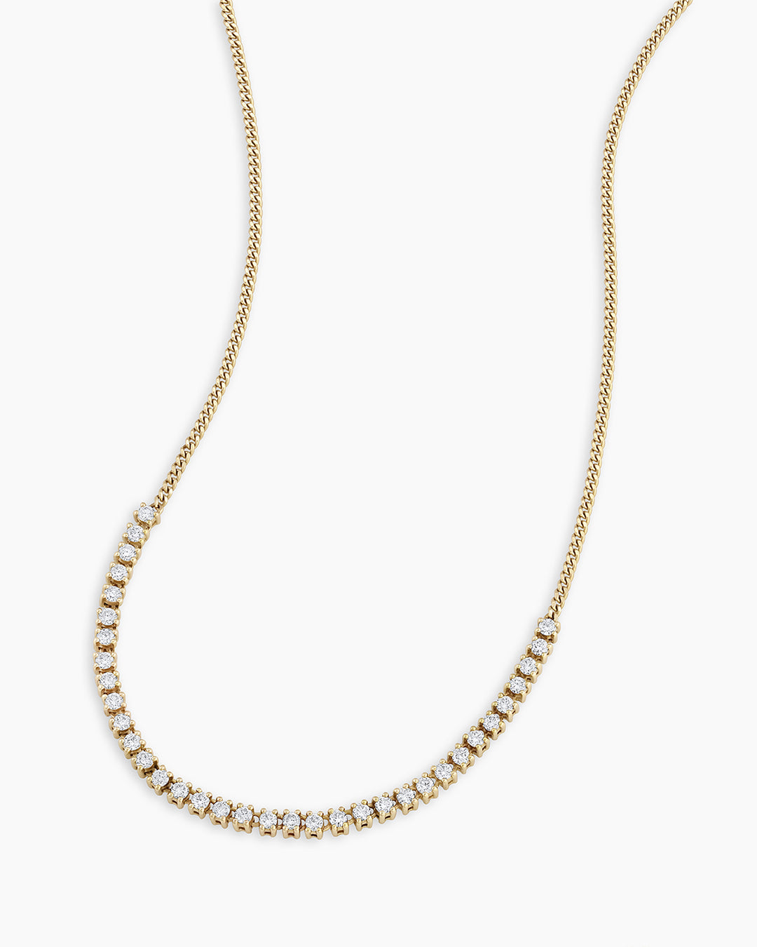 Diamond Row Melbourne Tennis Necklace || option::14K Solid Gold