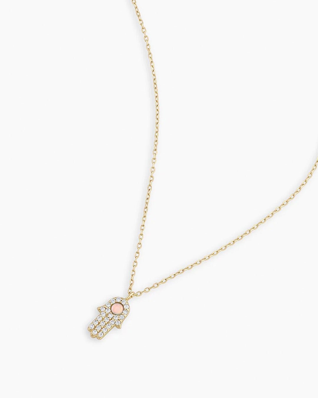 DiamondHamsa Necklace || option::14k Solid Gold