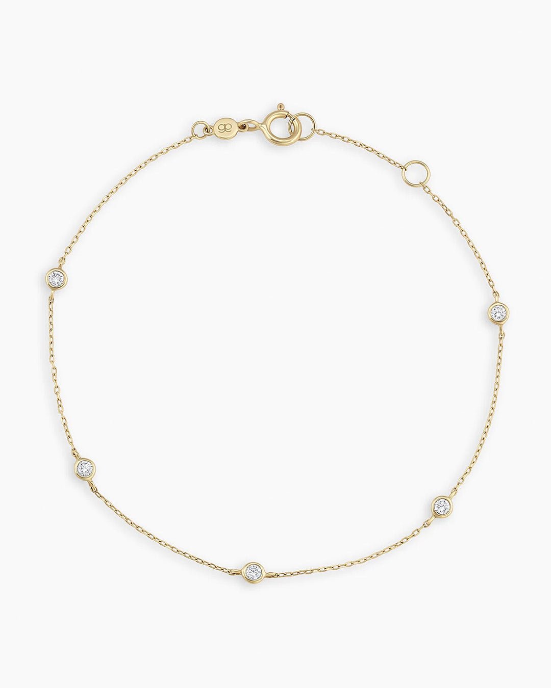 Classic  Five Diamond Bracelet || option::14k Solid Gold