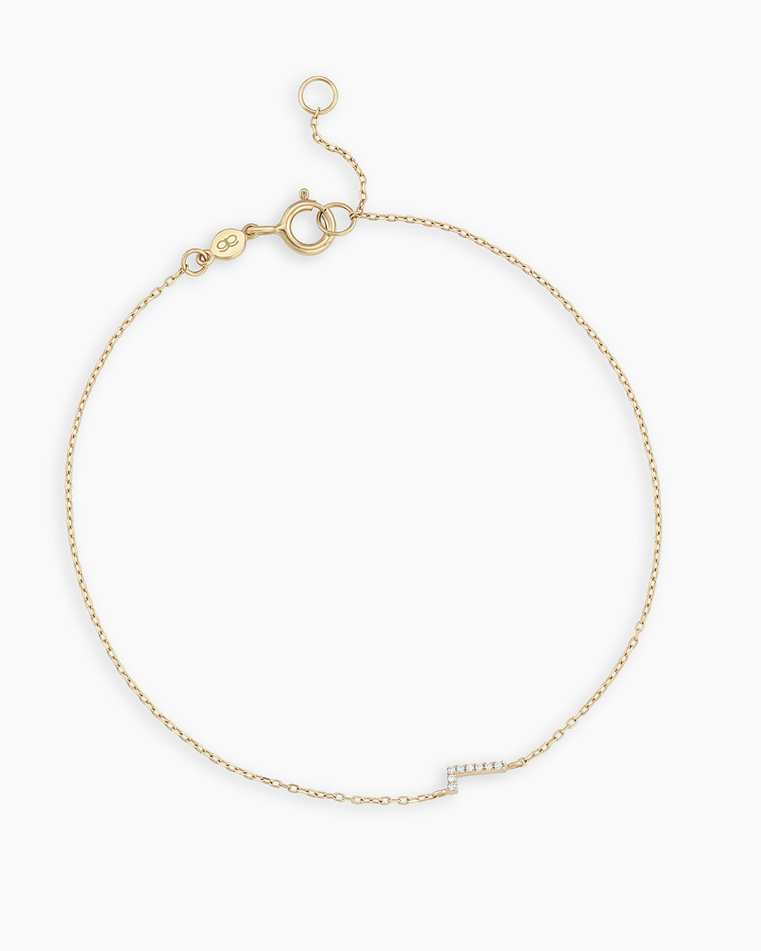 Diamond Pavé Alphabet Bracelet #L || option::14k Solid Gold, L